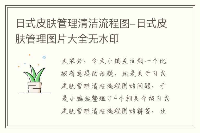 日式皮肤管理清洁流程图-日式皮肤管理图片大全无水印