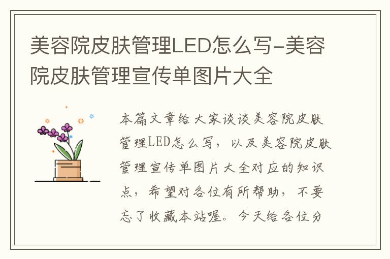 美容院皮肤管理LED怎么写-美容院皮肤管理宣传单图片大全