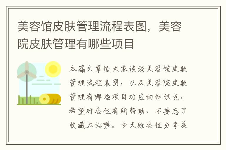 美容馆皮肤管理流程表图，美容院皮肤管理有哪些项目