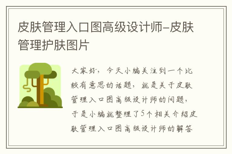 皮肤管理入口图高级设计师-皮肤管理护肤图片