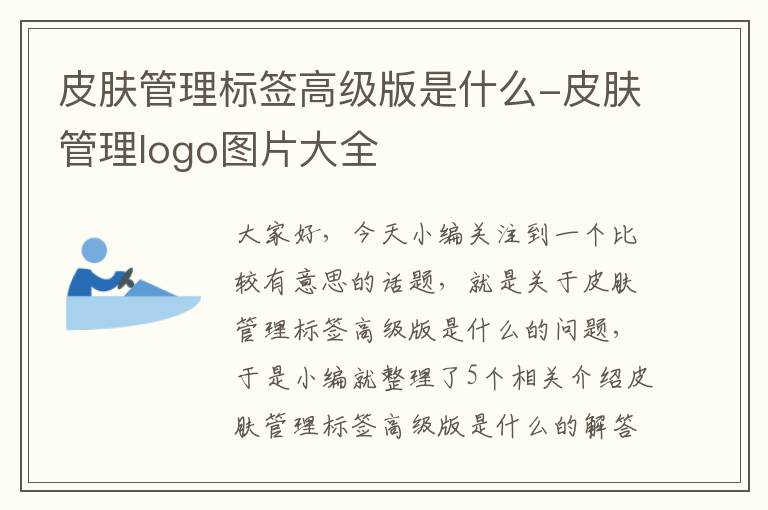 皮肤管理标签高级版是什么-皮肤管理logo图片大全