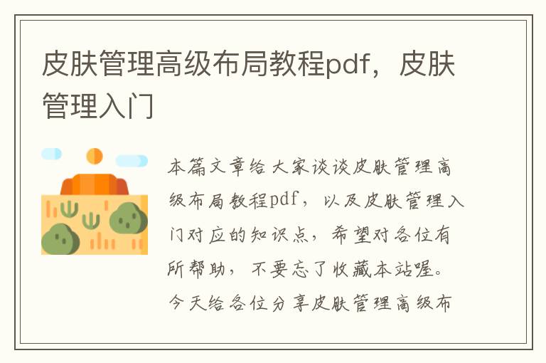 皮肤管理高级布局教程pdf，皮肤管理入门