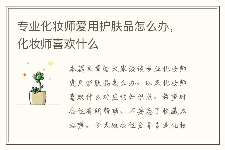 专业化妆师爱用护肤品怎么办，化妆师喜欢什么