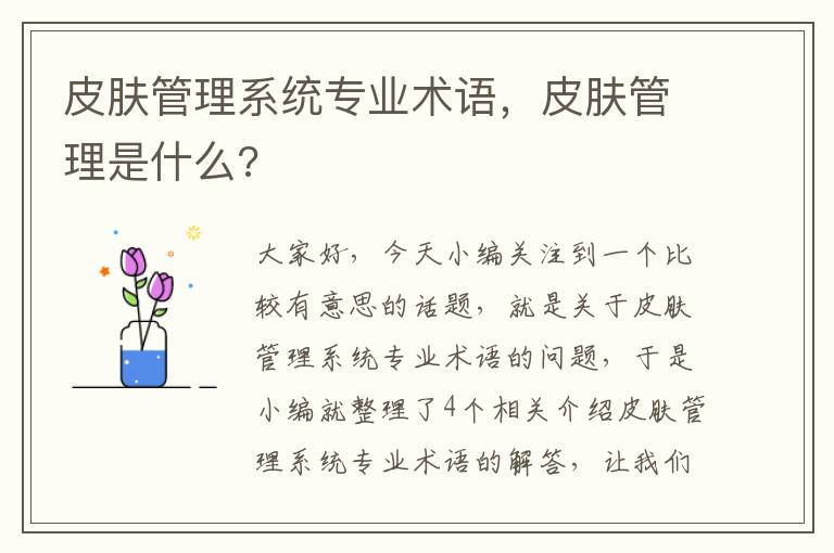 皮肤管理系统专业术语，皮肤管理是什么?