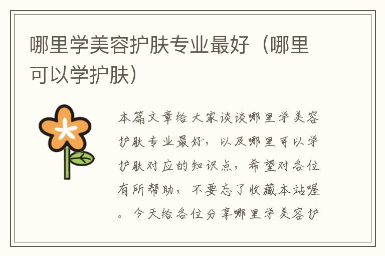 哪里学美容护肤专业最好（哪里可以学护肤）