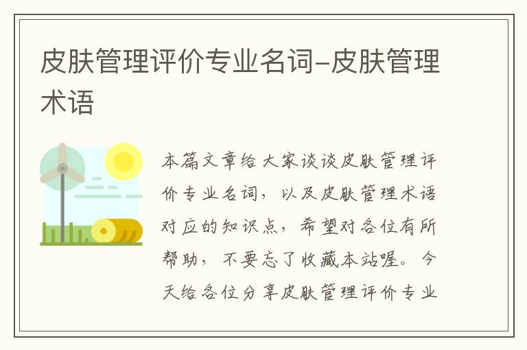 皮肤管理评价专业名词-皮肤管理术语