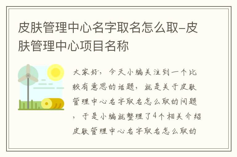 皮肤管理中心名字取名怎么取-皮肤管理中心项目名称