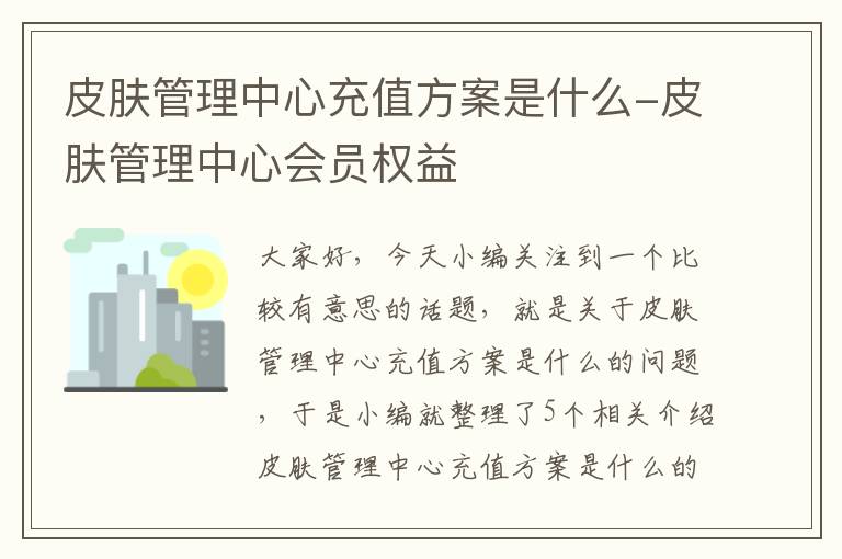 皮肤管理中心充值方案是什么-皮肤管理中心会员权益