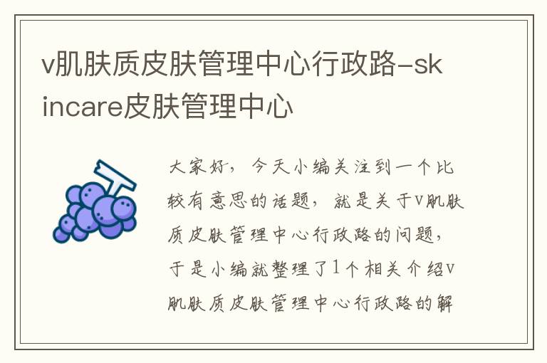 v肌肤质皮肤管理中心行政路-skincare皮肤管理中心