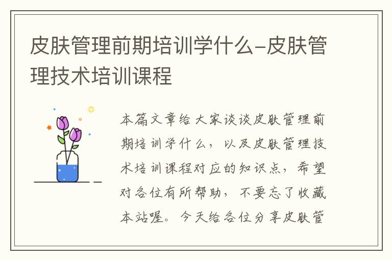 皮肤管理前期培训学什么-皮肤管理技术培训课程