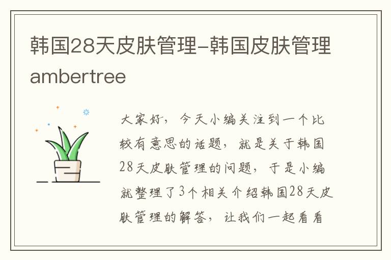 韩国28天皮肤管理-韩国皮肤管理ambertree