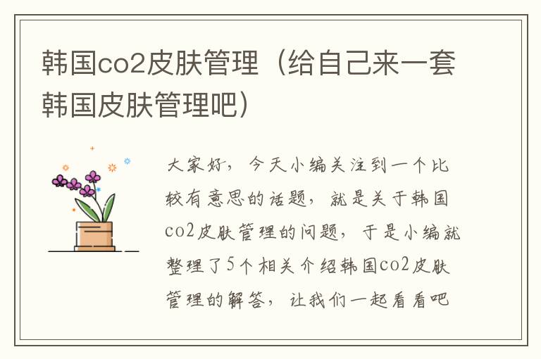 韩国co2皮肤管理（给自己来一套韩国皮肤管理吧）