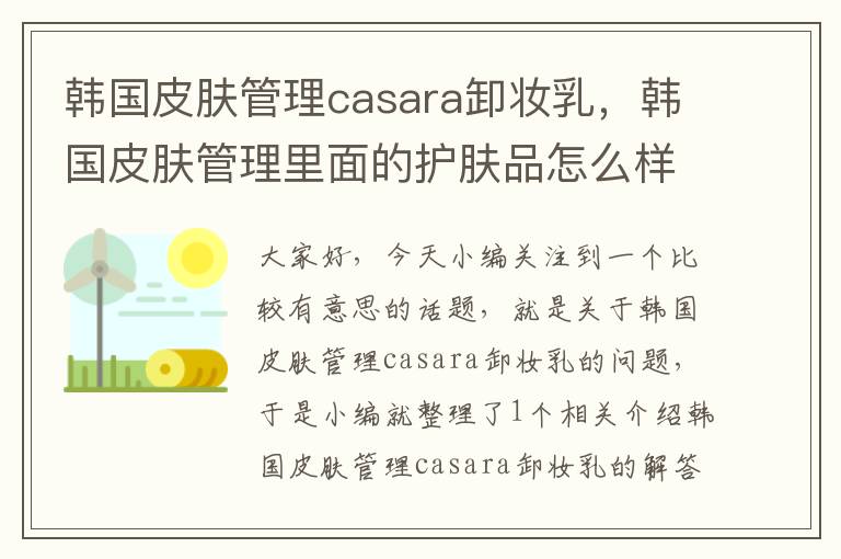 韩国皮肤管理casara卸妆乳，韩国皮肤管理里面的护肤品怎么样