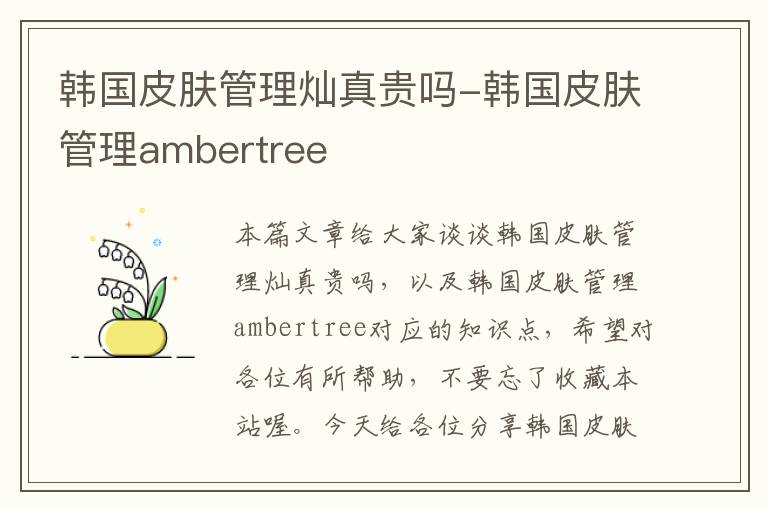 韩国皮肤管理灿真贵吗-韩国皮肤管理ambertree