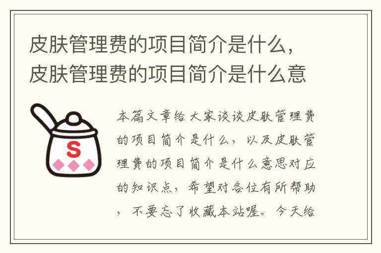 皮肤管理费的项目简介是什么，皮肤管理费的项目简介是什么意思