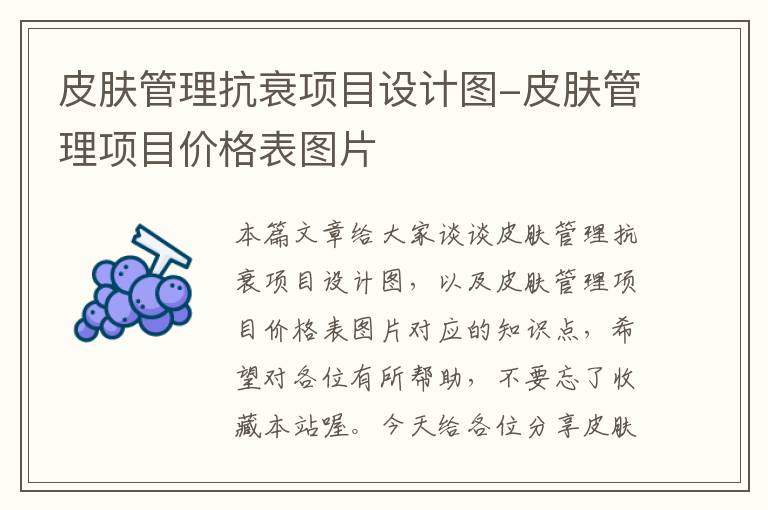 皮肤管理抗衰项目设计图-皮肤管理项目价格表图片