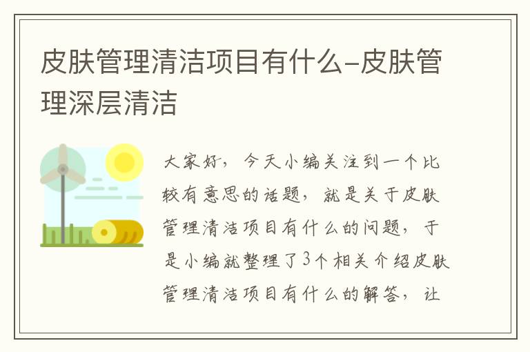 皮肤管理清洁项目有什么-皮肤管理深层清洁