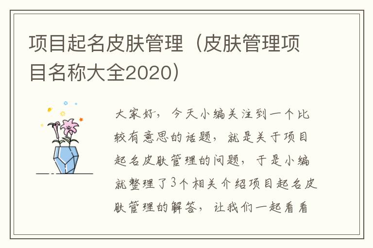 项目起名皮肤管理（皮肤管理项目名称大全2020）