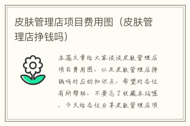 皮肤管理店项目费用图（皮肤管理店挣钱吗）