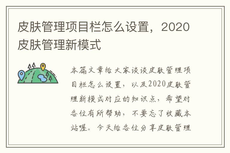 皮肤管理项目栏怎么设置，2020皮肤管理新模式