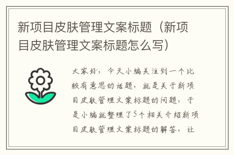 新项目皮肤管理文案标题（新项目皮肤管理文案标题怎么写）