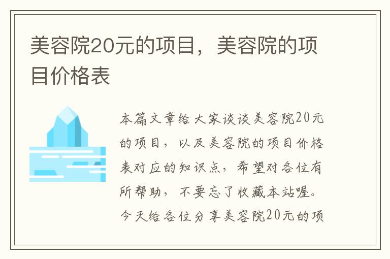 美容院20元的项目，美容院的项目价格表