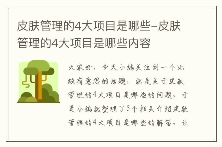 皮肤管理的4大项目是哪些-皮肤管理的4大项目是哪些内容