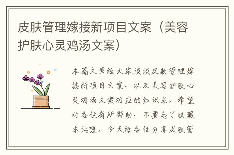 皮肤管理嫁接新项目文案（美容护肤心灵鸡汤文案）