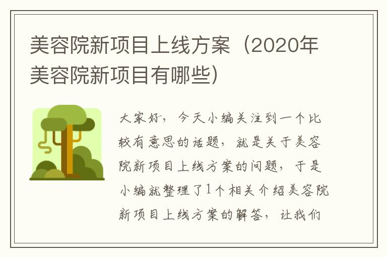 美容院新项目上线方案（2020年美容院新项目有哪些）