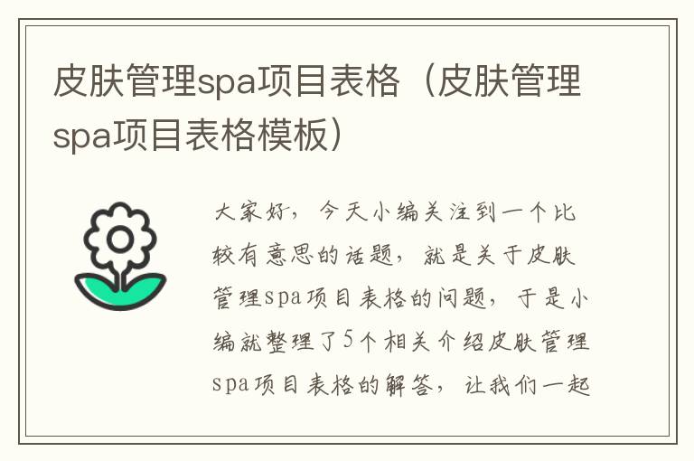 皮肤管理spa项目表格（皮肤管理spa项目表格模板）