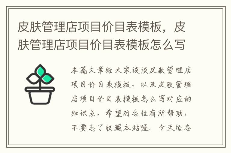 皮肤管理店项目价目表模板，皮肤管理店项目价目表模板怎么写