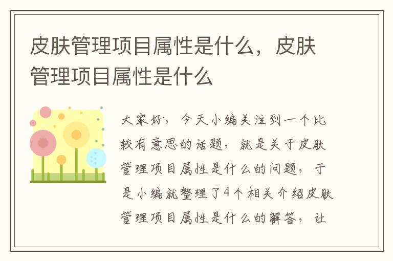 皮肤管理项目属性是什么，皮肤管理项目属性是什么