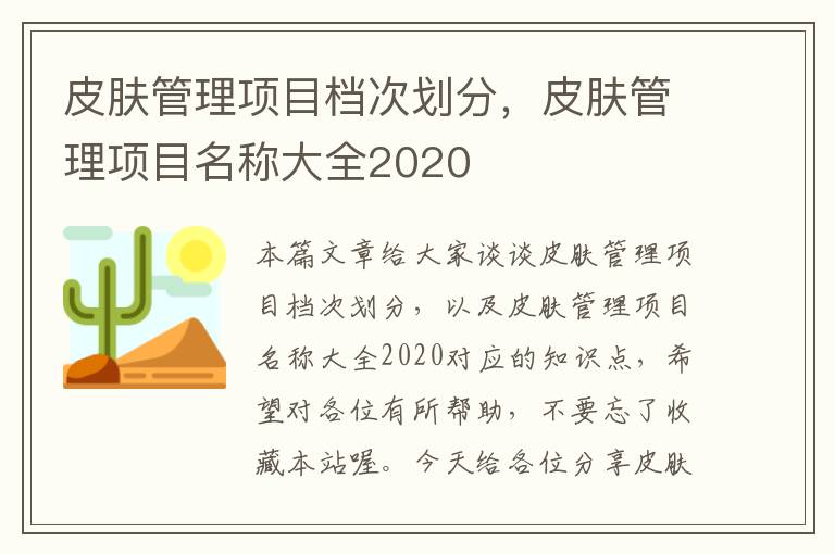 皮肤管理项目档次划分，皮肤管理项目名称大全2020