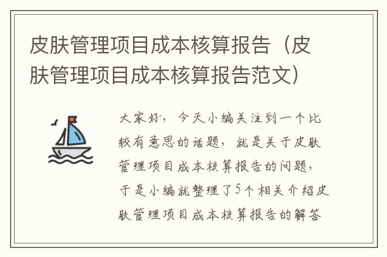 皮肤管理项目成本核算报告（皮肤管理项目成本核算报告范文）