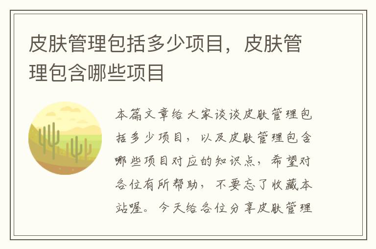 皮肤管理包括多少项目，皮肤管理包含哪些项目